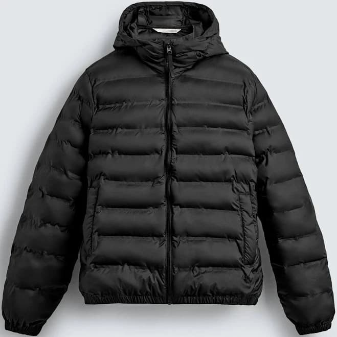Zara Men's Lightweight Water Repellent Puffer Jacket