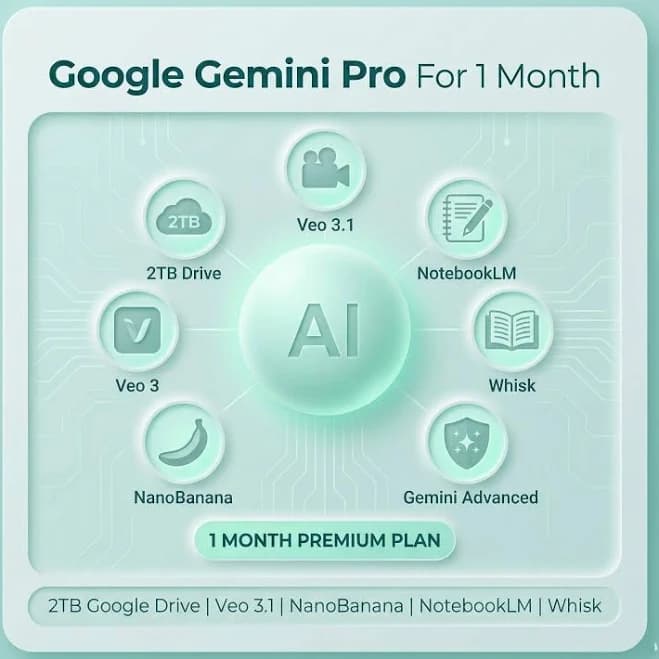 Google Gemini 3 Pro 1 Month | Veo 3.1 | NanoBanana | 2TB Google Drive