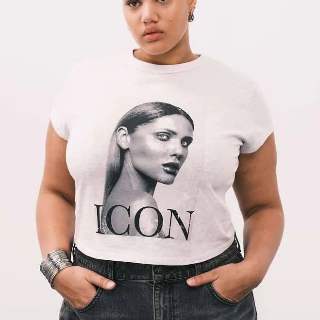 ASOS Design Curve Baby Tee with Icon Magazine Graphic