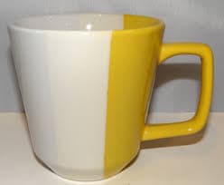 Room Essentials Yellow White Stripe Coffee Mug Cup Stoneware RE Target 14oz. | eBay