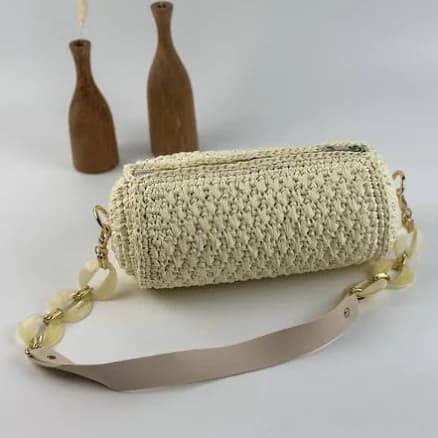 Handmade Straw Cylinder Raffia Bag
