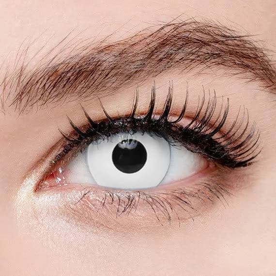Cosplay White Eye Contact Lenses (UV Reactive) [Yearly] | Pinky Paradise 0.00