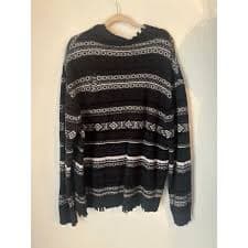 Allsaints AllSaints Distressed Knit Sweater Black White XXL Oversized | Grailed