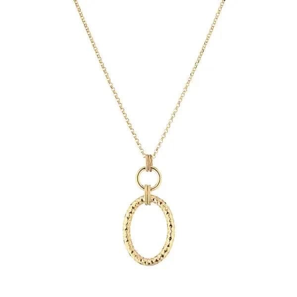 Marcello Pane Textured Oval Pendant On Cable Link Chain