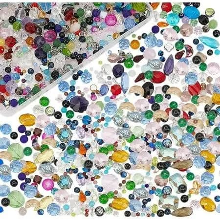 1200pcs+ Assorted Faceted Glass Beads for Jewelry Making