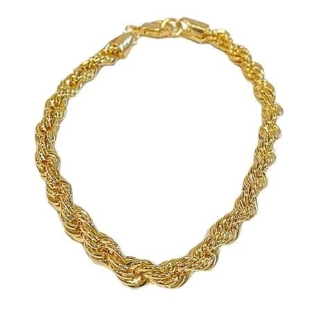 14K Gold Plated Twisted Braided Rope Chain Bracelet