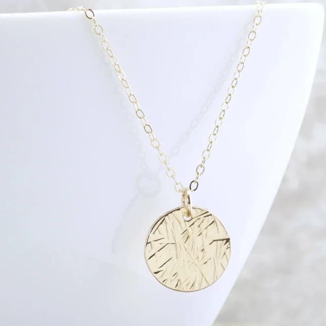 Hammered Gold Disc Necklace