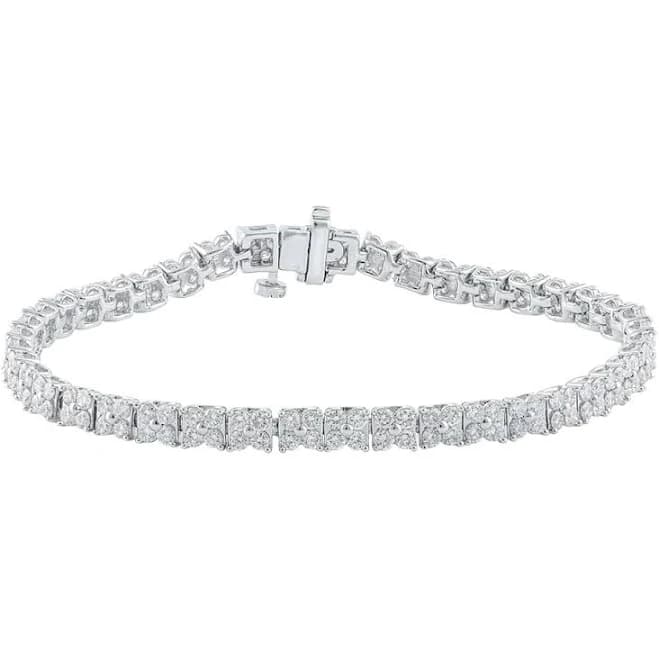 Brilliance Fine Jewelry 925 Sterling Silver 4- 1/4 Carat Lab Grown Diamond Tennis Bracelet