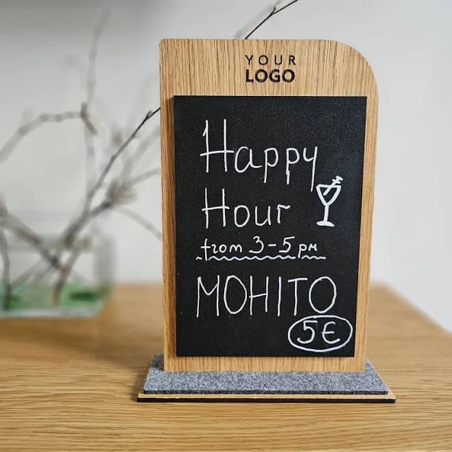 Personalized chalkboard sign for HoReCa, A5 size rustic chalkboard sign, Custom drinks menu, Wooden menu board with stand, Coffee Bar Sign