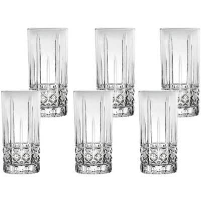 Lorren Home Trends 12 oz. Textured Cut Glass Drinking Glass (Set of 6)