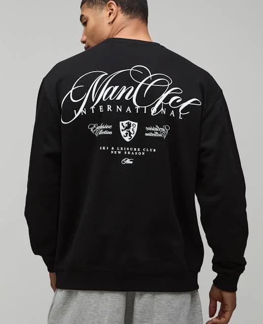 boohooMAN Men's Oversized Man ofcl Graphic Sweatshirt
