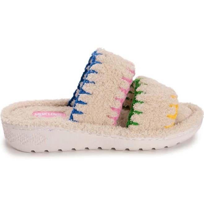 MUK LUKS Women's Double Strap Ribbed Terry Slide Slippers