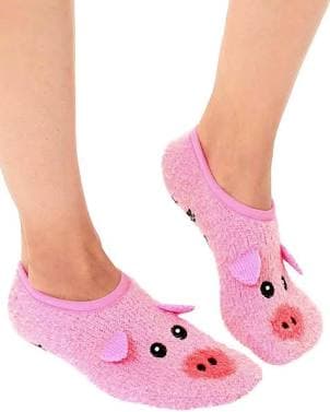 Living Royal Women's Fuzzy Pig Slipper Socks