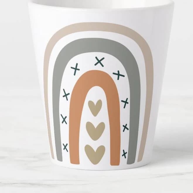 Rainbow brown beige gray modern white latte mug