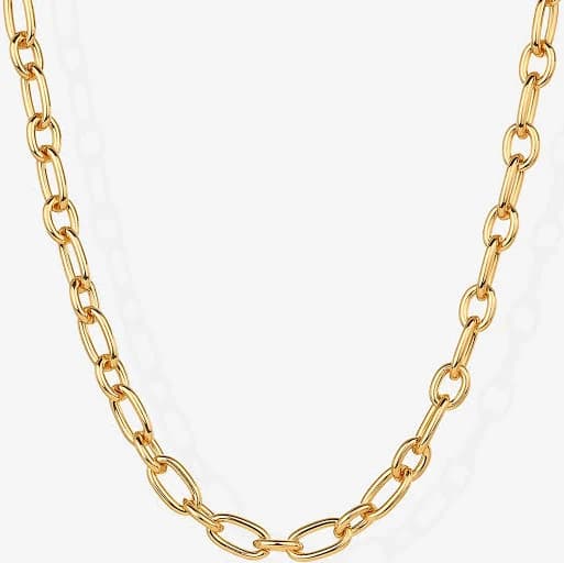 Chunky Oval Link Chain Necklace in Yellow Gold