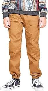 BROOKLYN ATHLETICS Big Twill Jogger Pants Soft Stretch Slim Fit Trousers, Tobacco, Youth Boys Small : Amazon.sg: Fashion