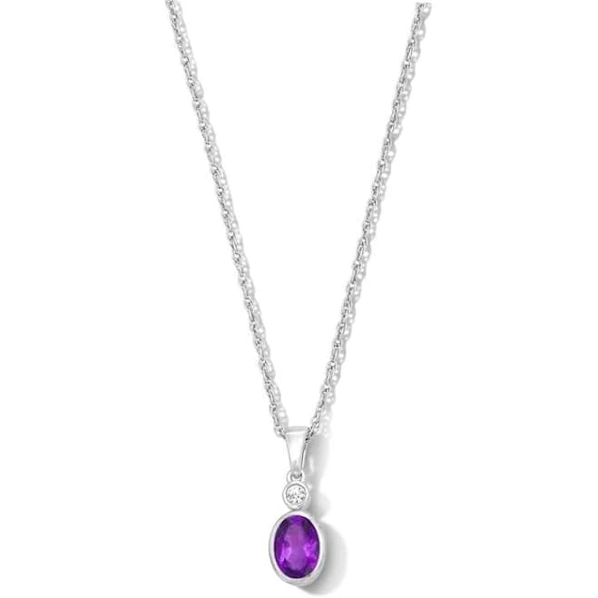 Zales Sterling Silver Oval Amethyst and Diamond Pendant