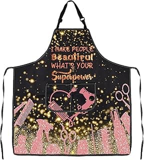 JXGZSO Hairstylist Apron with Pockets Hairdresser Salon Uniform Gift Cosmetologists Barber Salon Apron with Adjustable Neck
