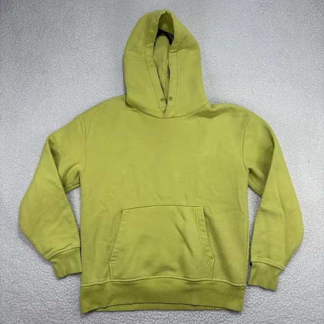 Zara Womens M Bright Lime Green Cotton Pullover Hoodie Chartreuse