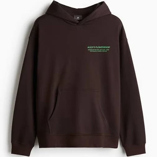 H&M Men's Loose Fit Printed Hoodie