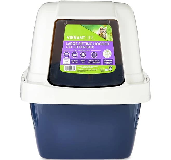 Vibrant Life Large Sifting Hooded Cat Litter Box