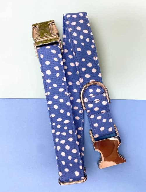 Blue Scallop Dots Dog Collar