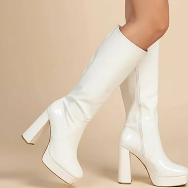 Platform Patent Leatherette Boots