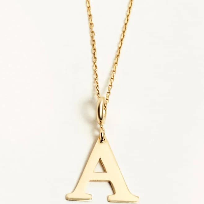 14K Solid Gold Personalized Letter Initial Pendant Necklace