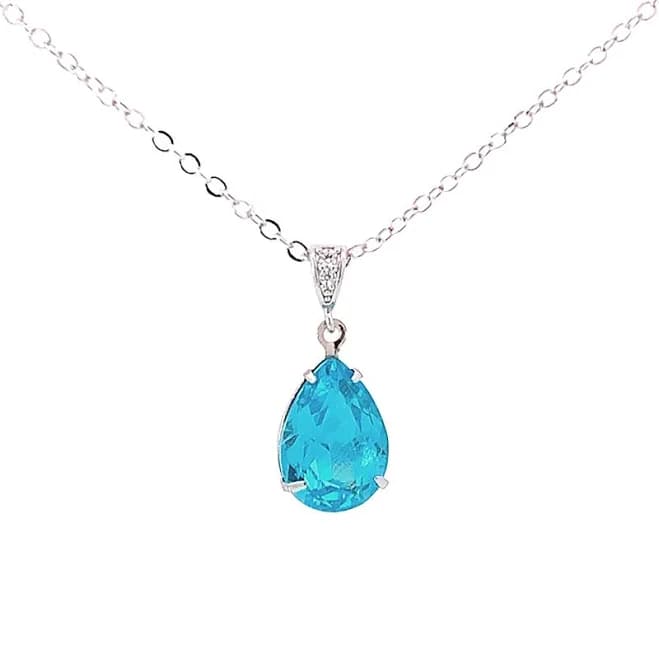 Blue Zircon Teardrop Pendant Necklace