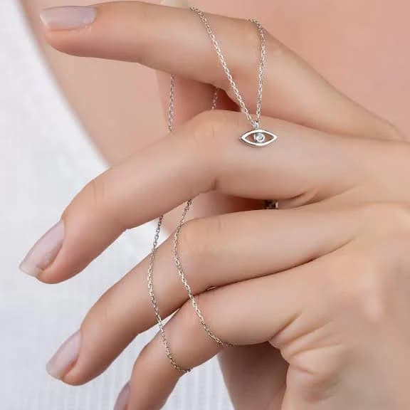 Sterling Silver Evil Eye Protection Pendant Necklace