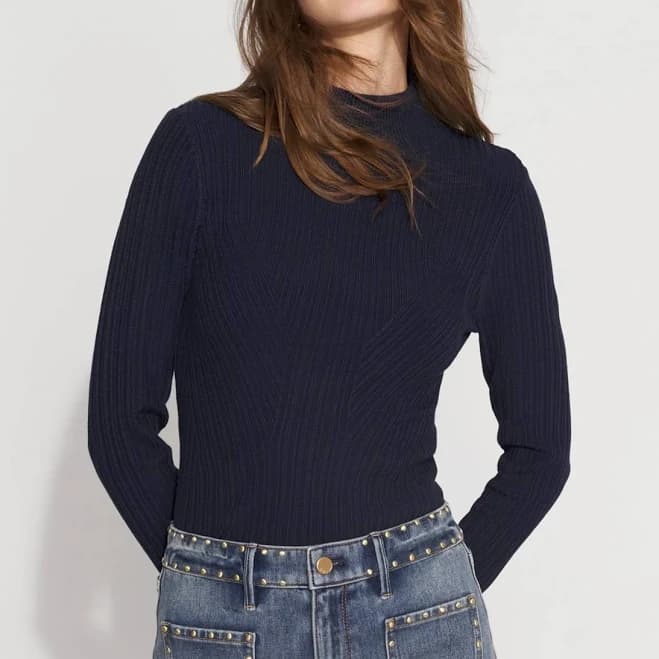 White House Black Market Women's Essential Mock Neck Ribbed Sweater