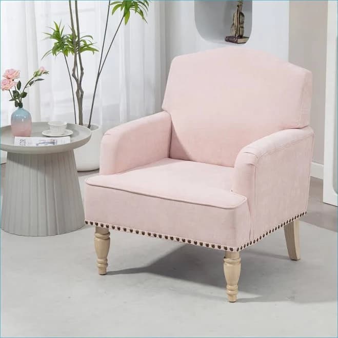 Watnature Pink Upholstered Accent Chair