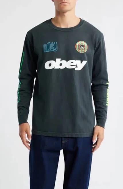 Mega Global Mania Graphic Long Sleeve T-shirt In Green