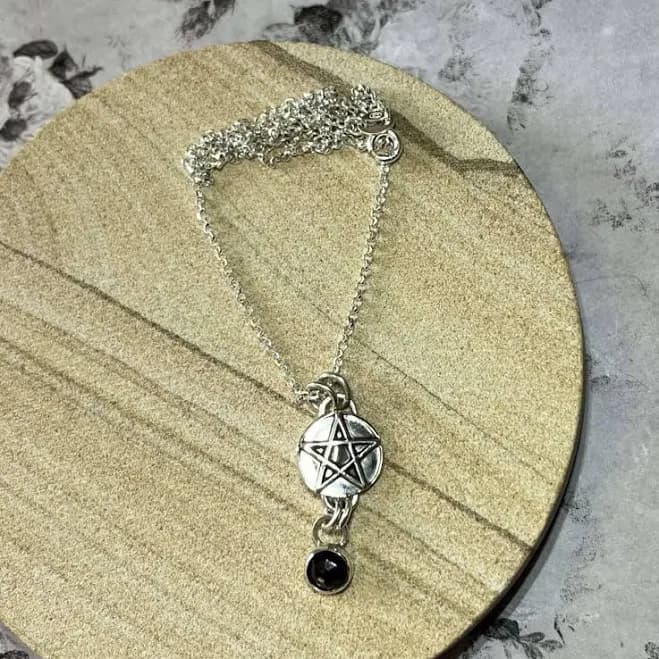 Sterling Silver Black Spinel Pentagram Pendant