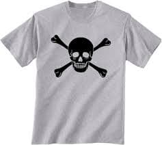 Skull and Cross Bones Short Sleeve T-Shirt in Sport Grey - Small | Amazon.com