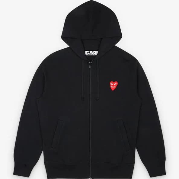 Play Comme des Garçons Hooded Sweatshirt with Double Red Heart