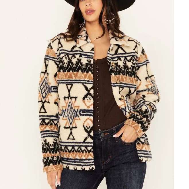 Dowlan Southwestern Print Sherpa Jacket