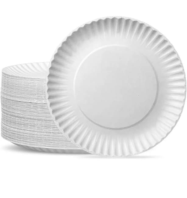 300 Pack Disposable White Uncoated Paper Plates