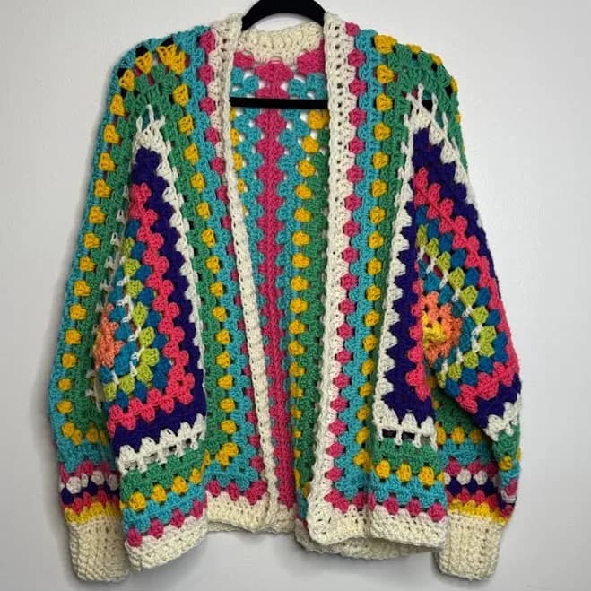 Handmade Crochet Granny Square Hexagon Cardigan