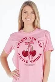 Simply Southern Short Sleeve Tee - Cherry - Wash Pink