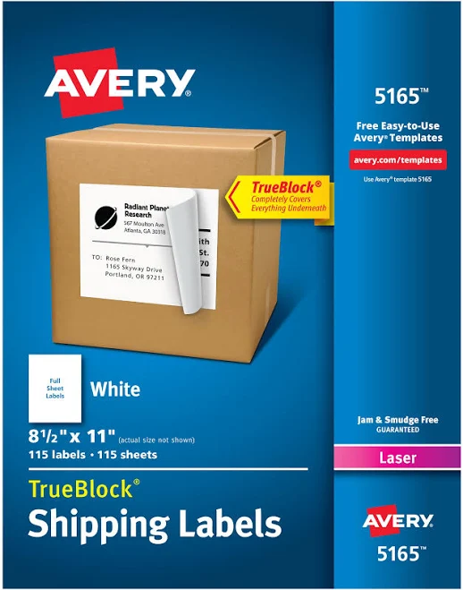 Avery TrueBlock Shipping Labels 5165