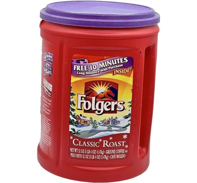 Winter Scene Label Classic Roast Ground Coffee 52 oz Plastic Canister with Easy Clean and Snap Lid