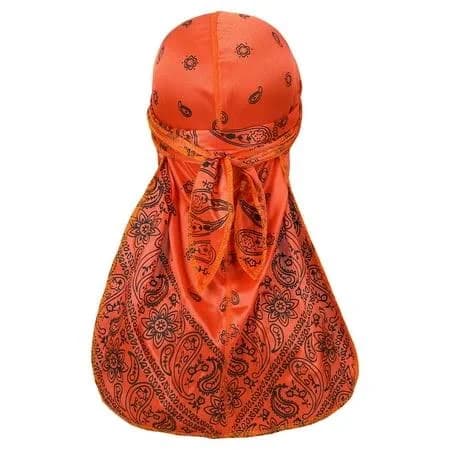 Tao Tao Paisley Silk Durag with Long Tail and Wide Straps