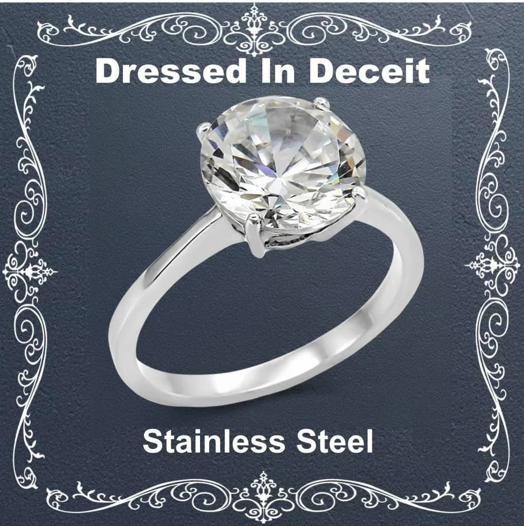 3.87 Carat Round CZ Solitaire Stainless Steel Engagement Basket Setting