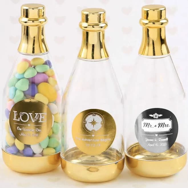 Gold Champagne Bottle Container Wedding – Metallic Foil Labels