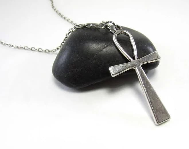 Antique Stainless Steel Ankh Pendant Chain Necklace