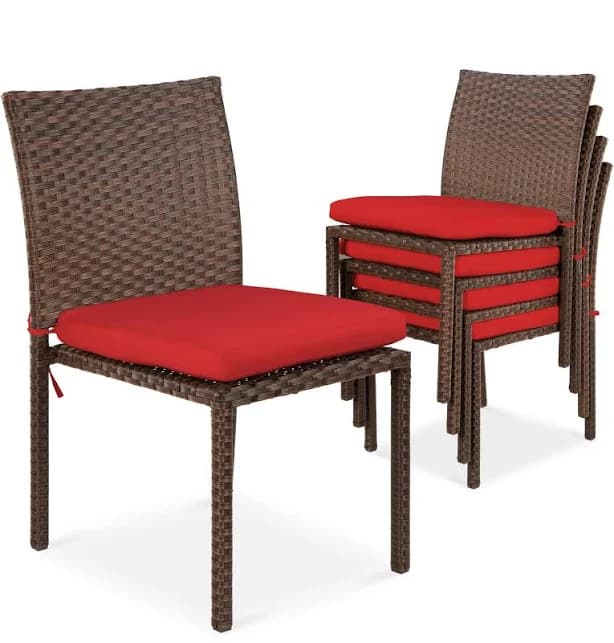 Best Choice Products Outdoor Wicker Patio Stacking Chairs (Set of 4)