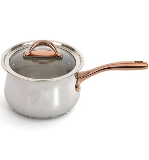 BergHOFF Ouro Gold 18/10 Stainless Steel 6.25" Saucepan with Glass Lid