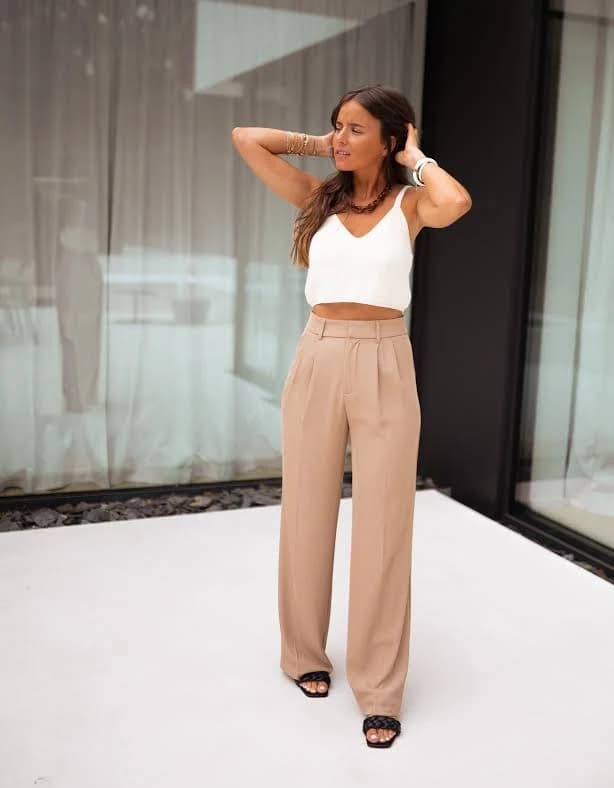 Easy Clothes Classic Pants with Pleats and Belt Loops