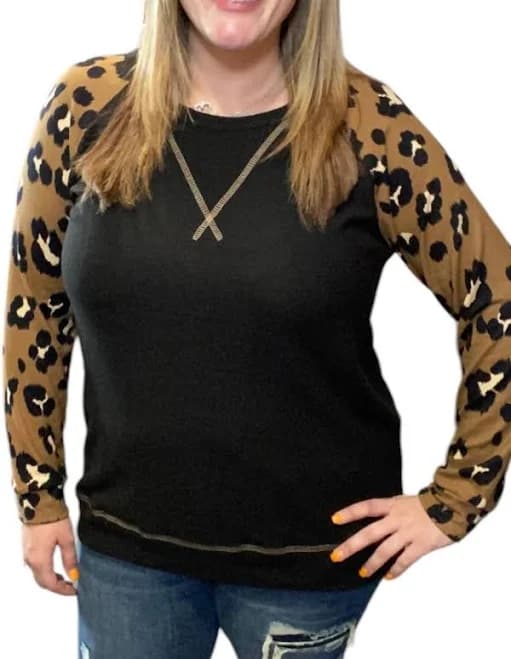 Fleece Animal Print Long Sleeve Tee
